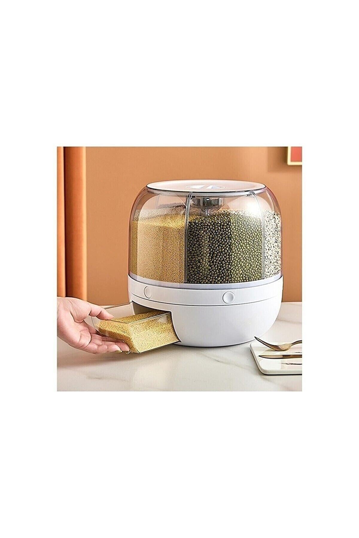 Dry Food And Pulses Organizer 360° Rotatable 6 Compartments Airtight Storage Container 6 Lt.