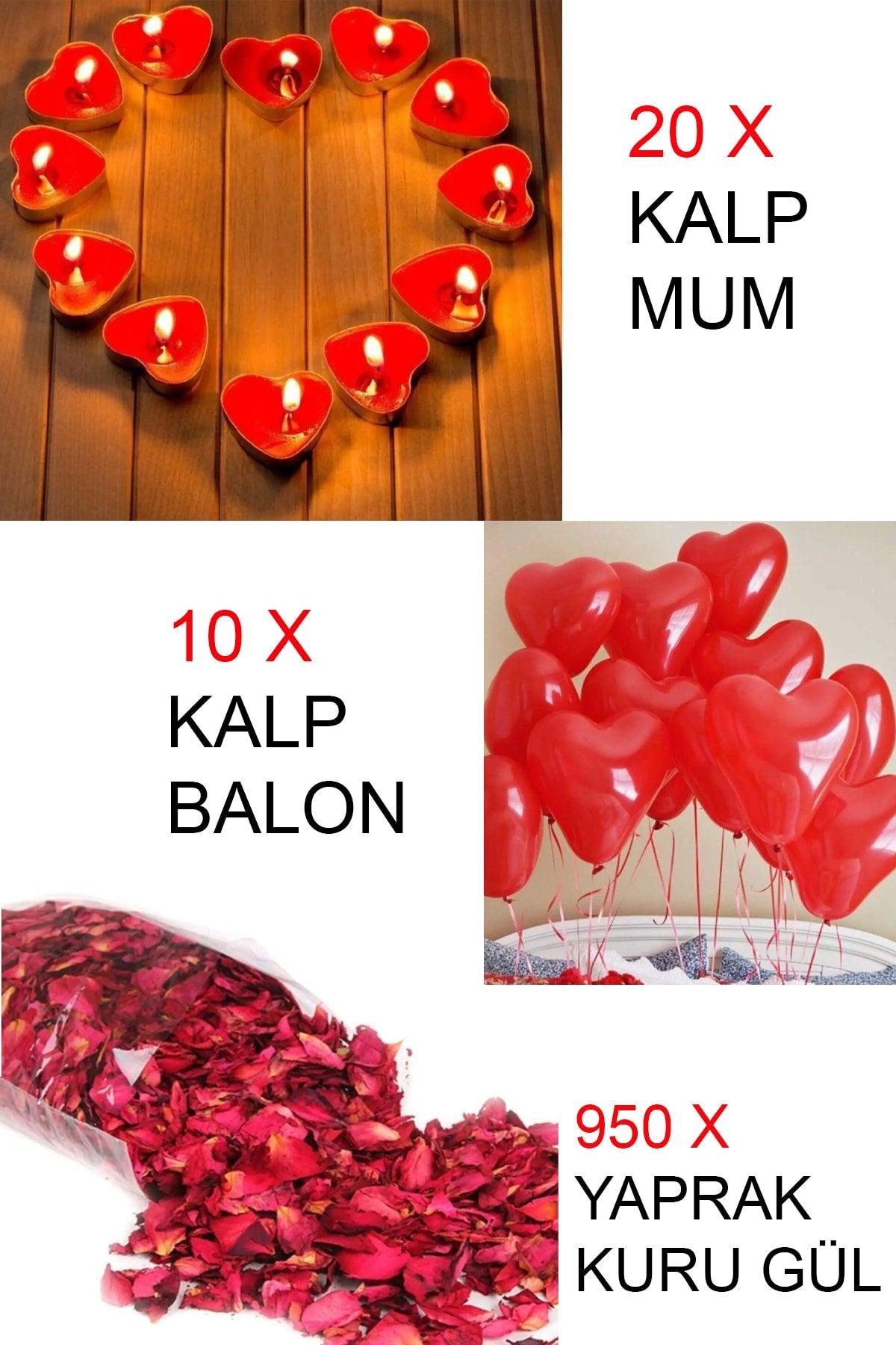 20 pcs. Heart Candle And 10 Pcs. Heart Balloon 950 Petals Dried Rose Candle Marriage Proposal Special Day Dear - Swordslife