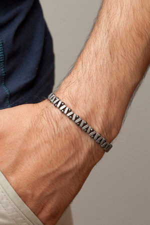 Macrame Knitted Men'S Hematide Natural Stone Bracelet