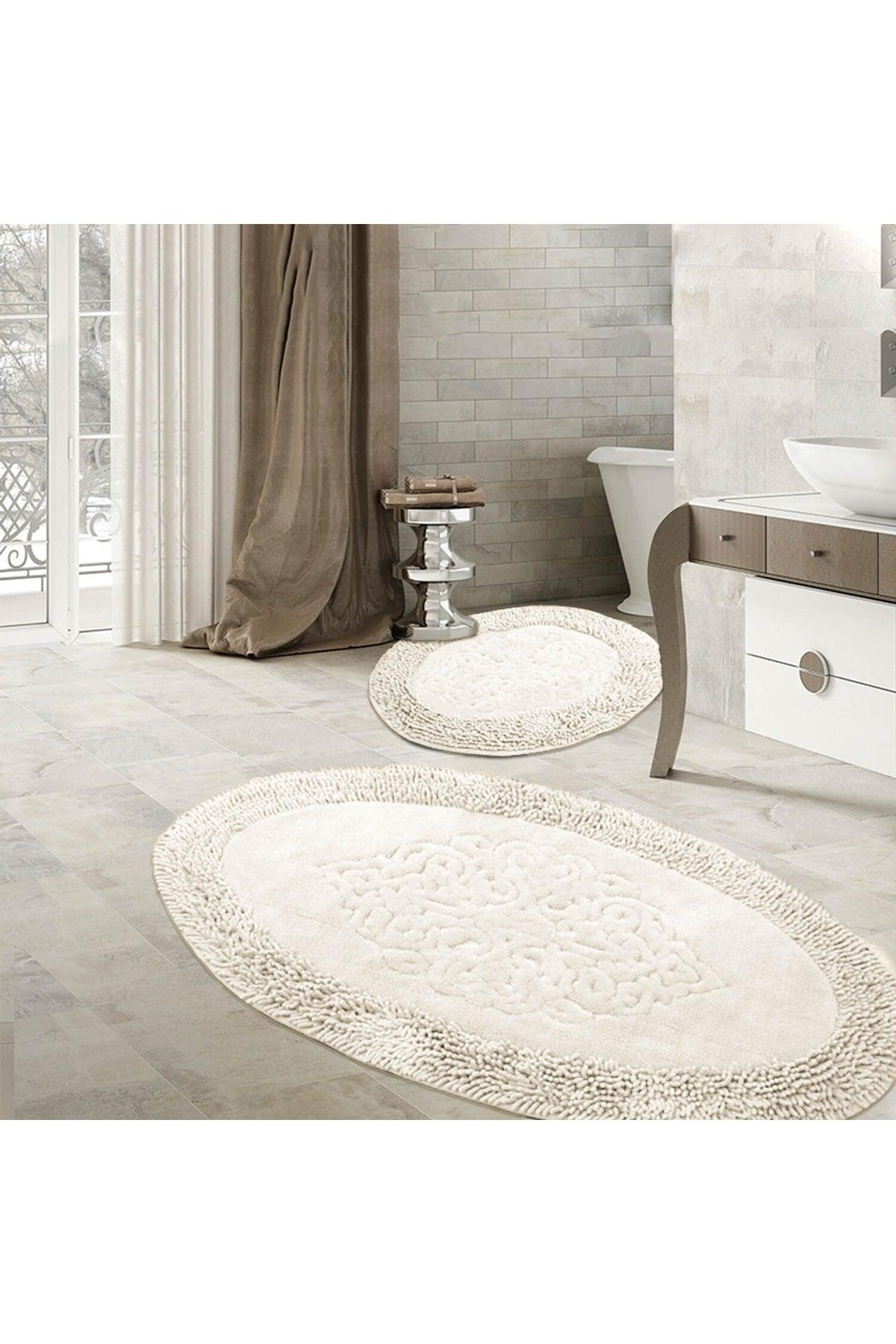 Macoroni Oval Set of 2 Bath Mats Set 100% Natural Cotton Mat Closet Set - Swordslife