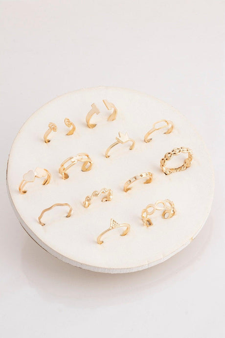 Butterfly And Heart Figured 12 Piece Adjustable And Joint Ring Combination Set 021 - Swordslife