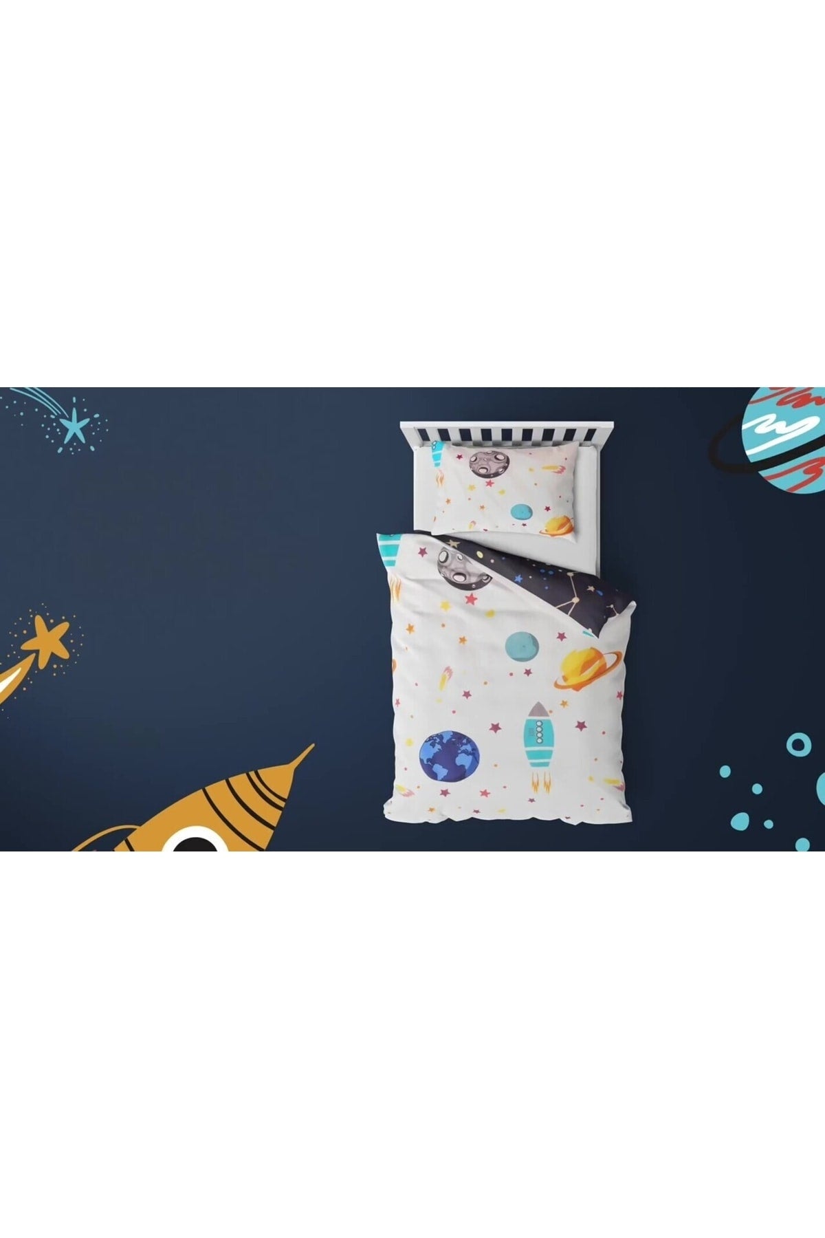 Space Themed Phosphorescent Glow In The Dark Duvet Cover Set