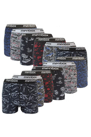 12 Pcs Patterned Lycra Classic Men'S Boxer