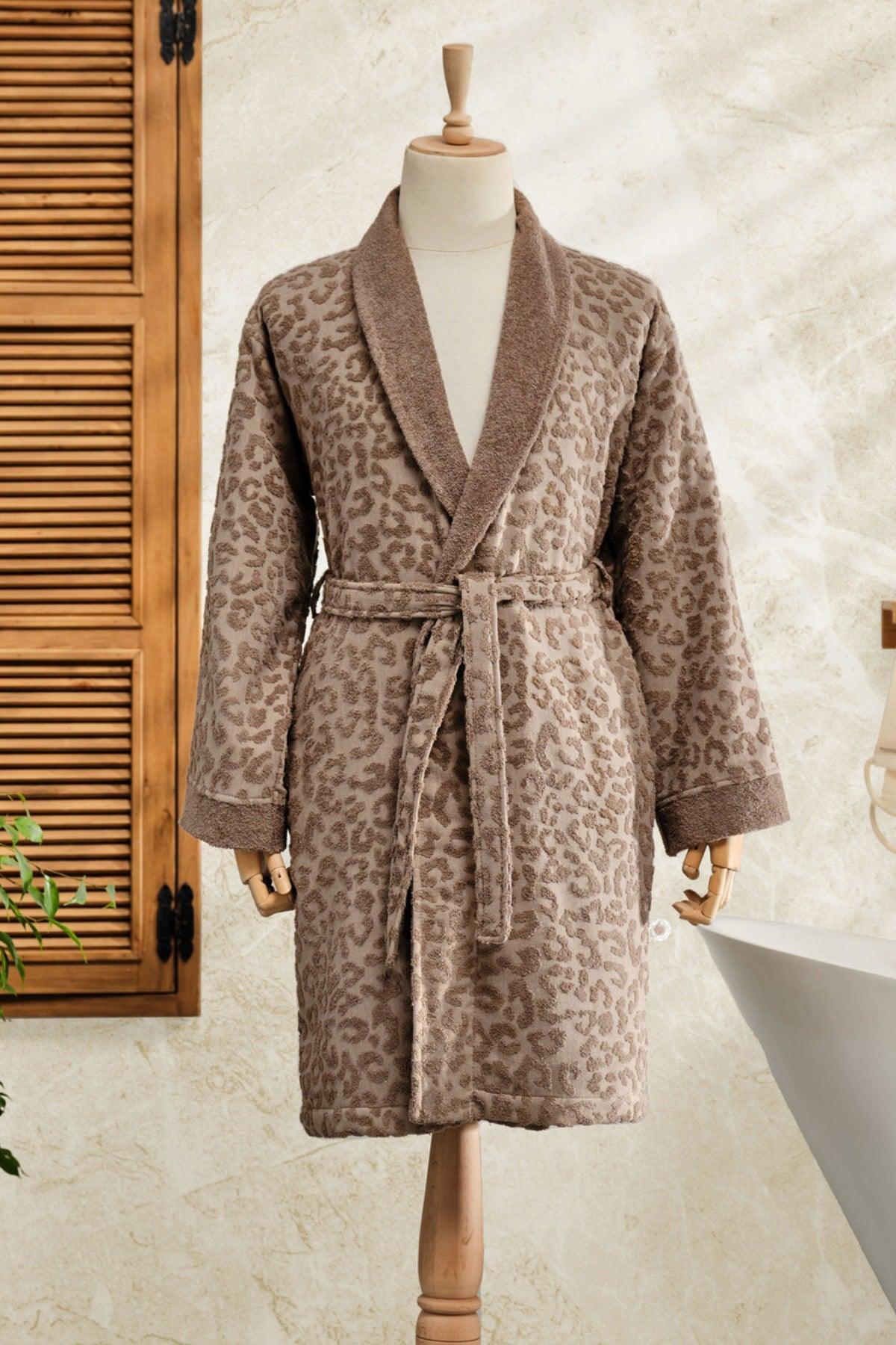 Leopard Brown 100% Cotton Bathrobe S/m - Swordslife