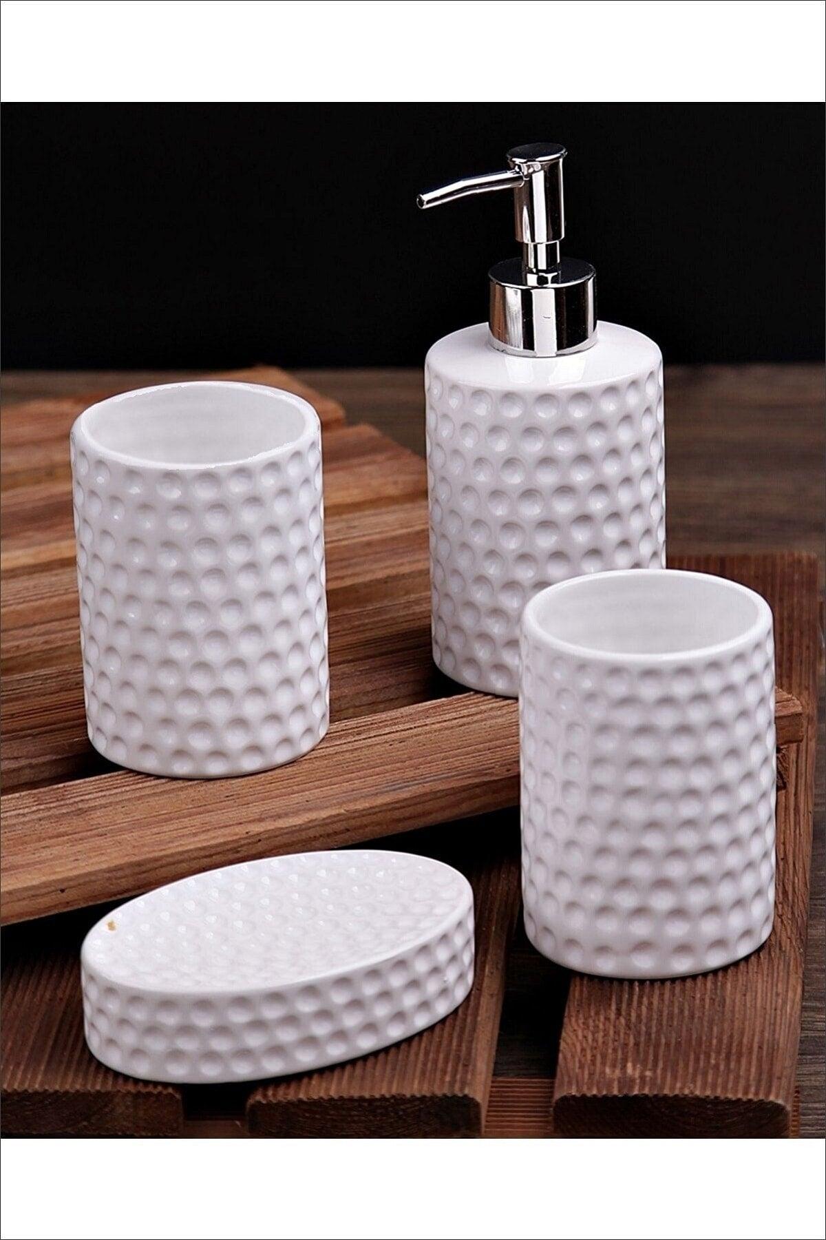 4 Pcs Ceramic Liquid Soap Dispenser Bathroom Set - Swordslife