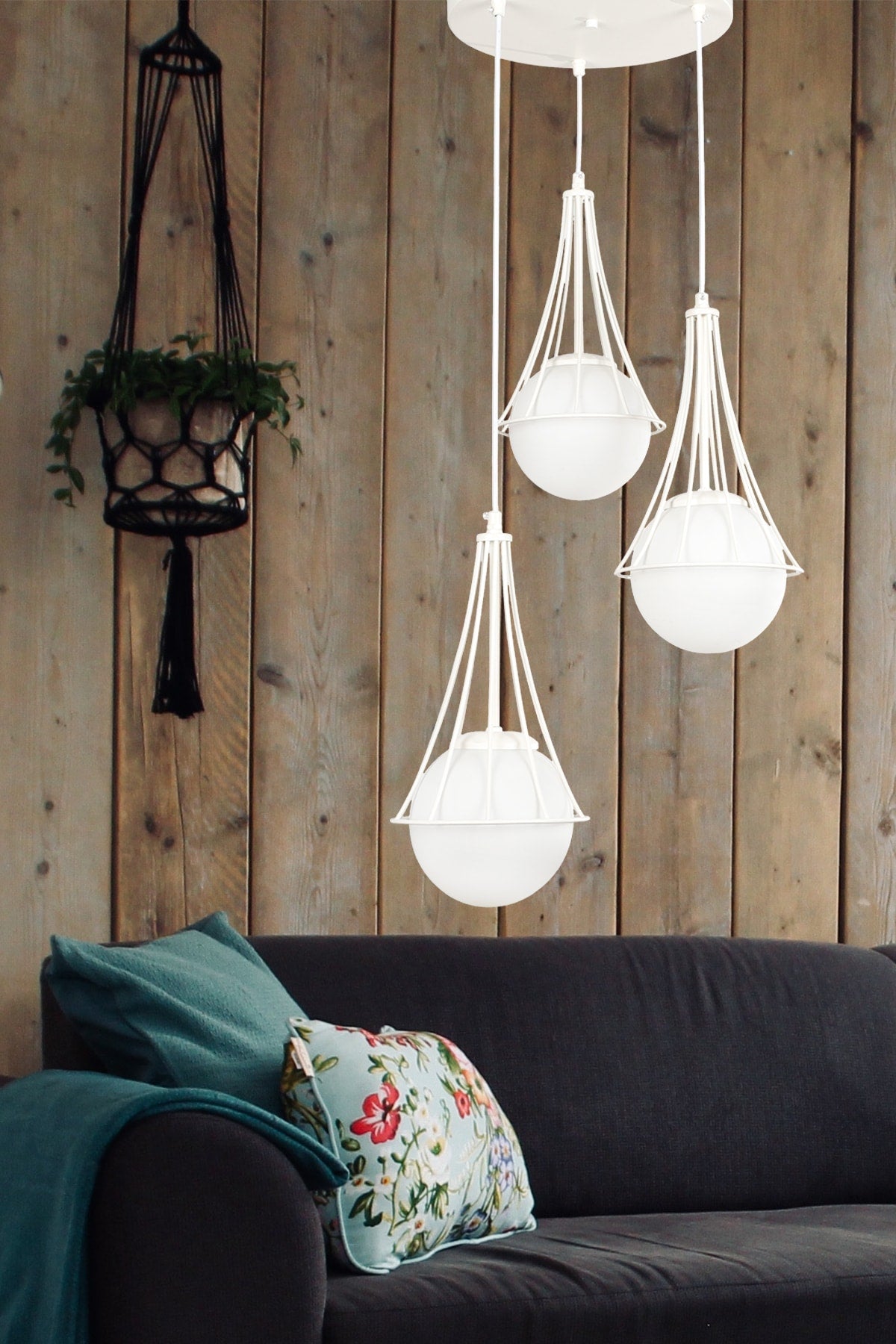 Lapis 3Rd White-White Glop Glass Chandelier