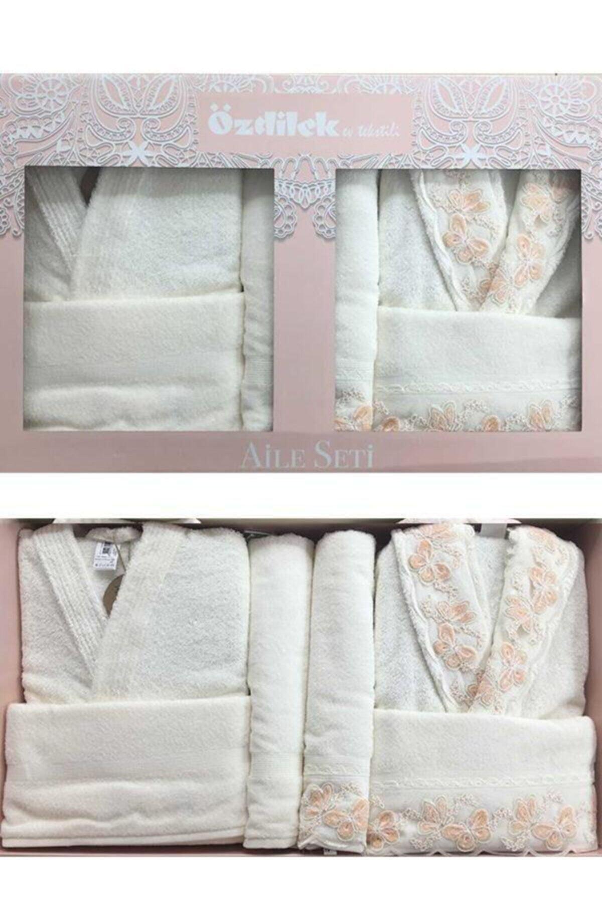 Cream-Salmon Bathrobe Set Wingy Family Set Double Bathrobe Set - Swordslife