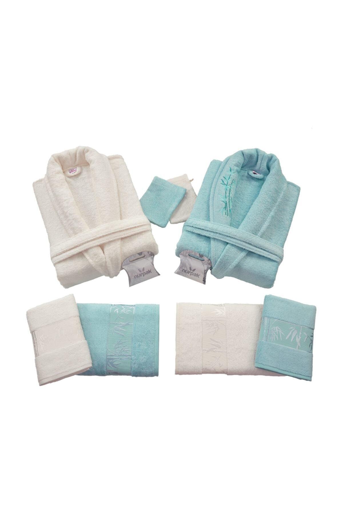 Bamboo Family Bathrobe Set (10 Pcs) Cream-mint Nrpk000550 - Swordslife