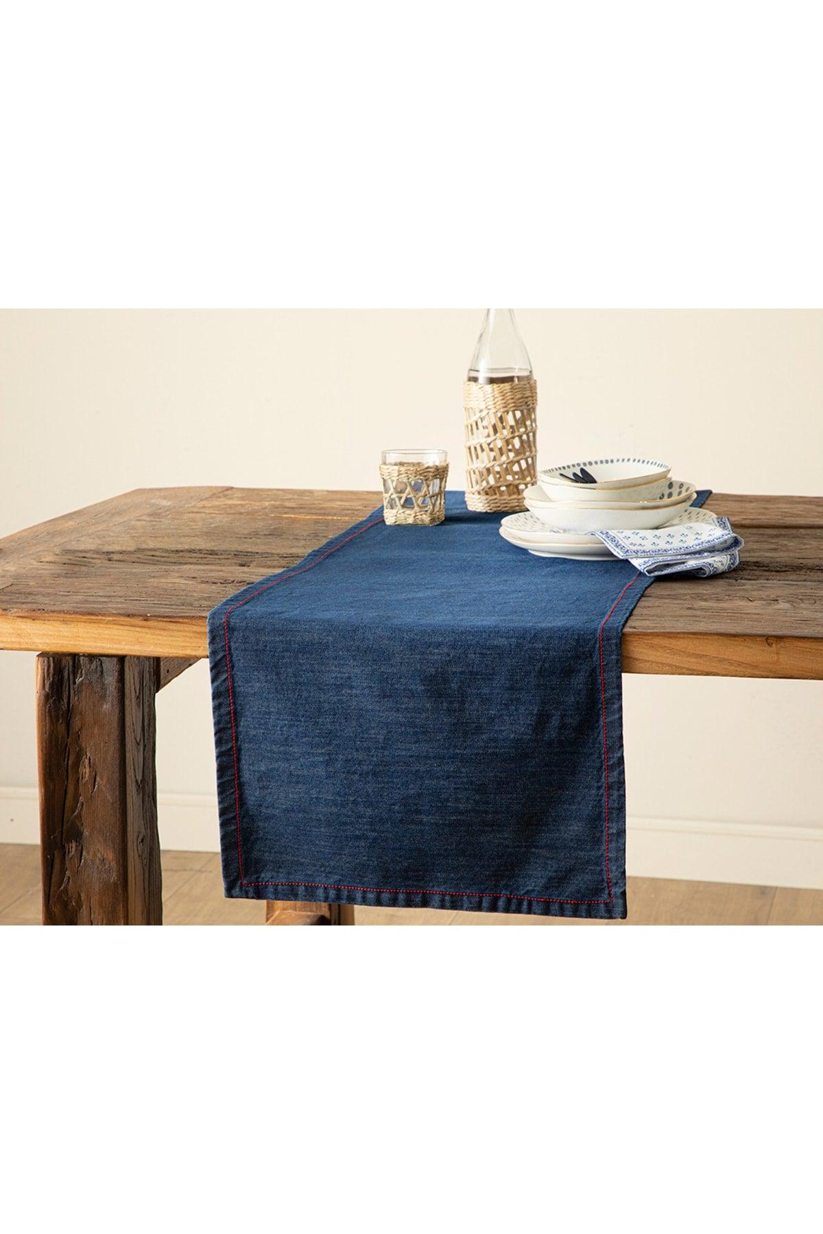 Denim Cotton Runner 40x140 Cm Navy Blue - Swordslife