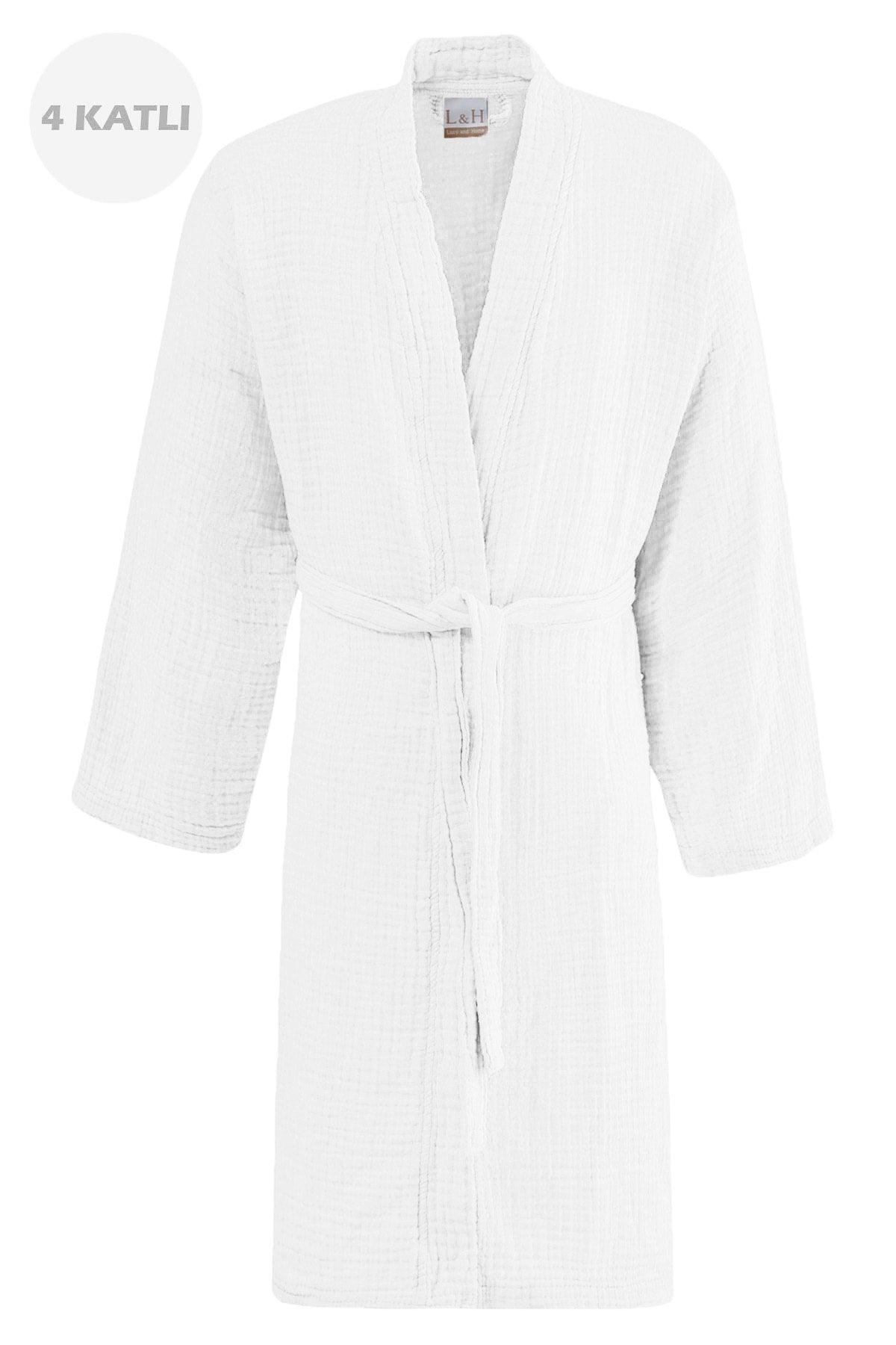 Unisex White 4 Layer Muslin Dressing Gown / Bathrobe /kimono - Swordslife