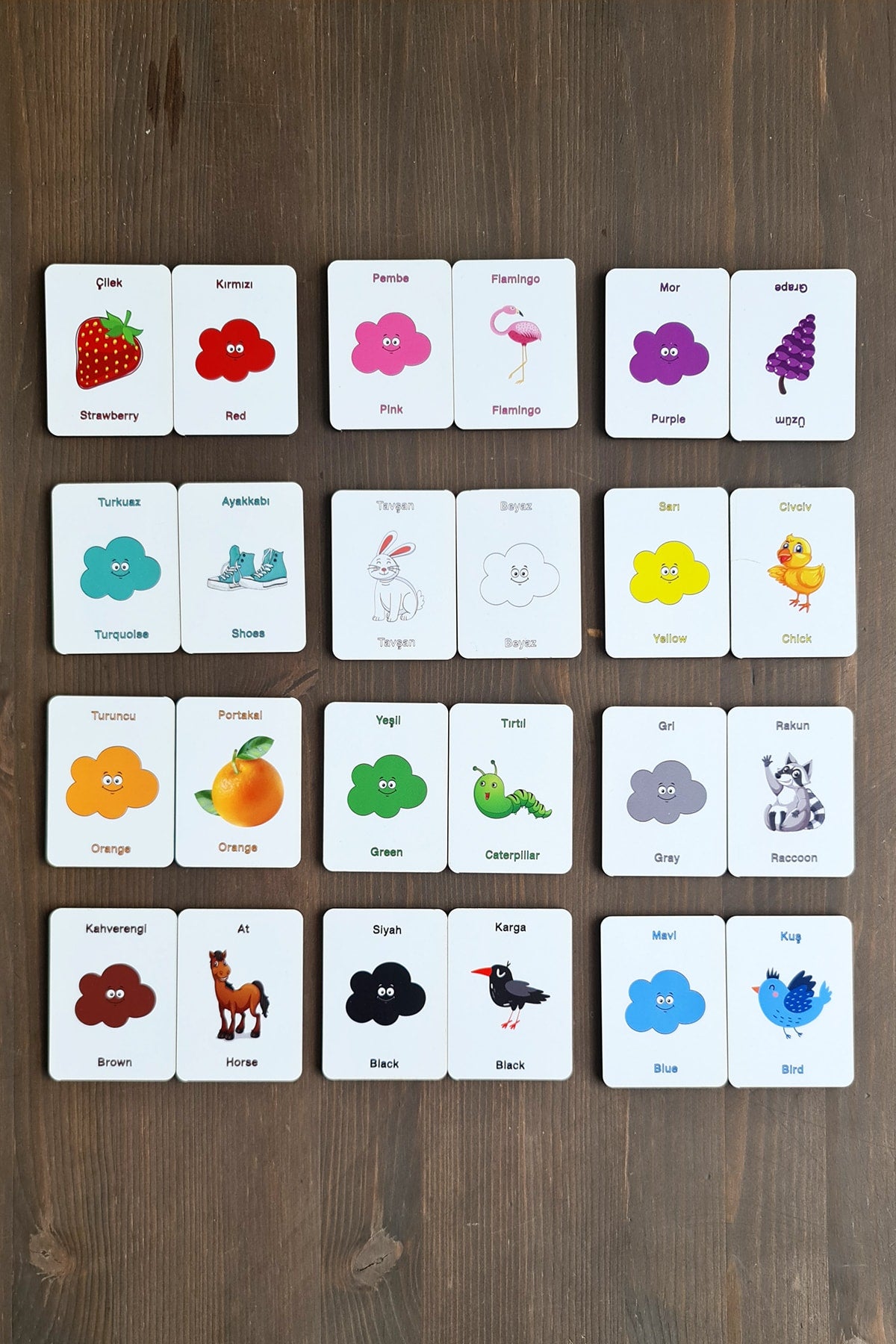 Wooden Intelligence Cards Matching Game Wooden Puzzle Toy (Colors)