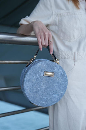 Mink-Blue Women'S Round Shoulder Bag
