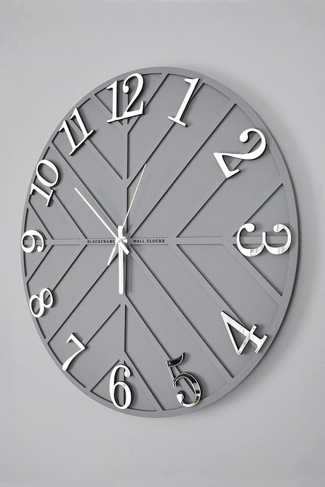 - Diagonal Lines - Gray & Silver - 50cm Wall Clock - Swordslife