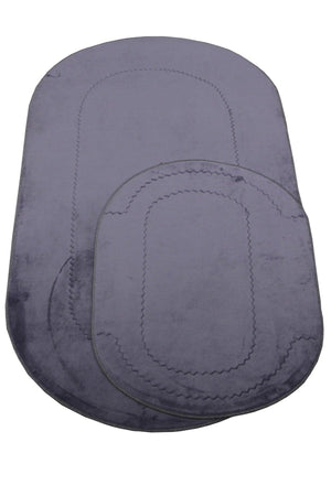 Rixos Gray 3 Pcs Bathroom Carpet Mat Set Non-Slip Toilet Seat Set - Swordslife