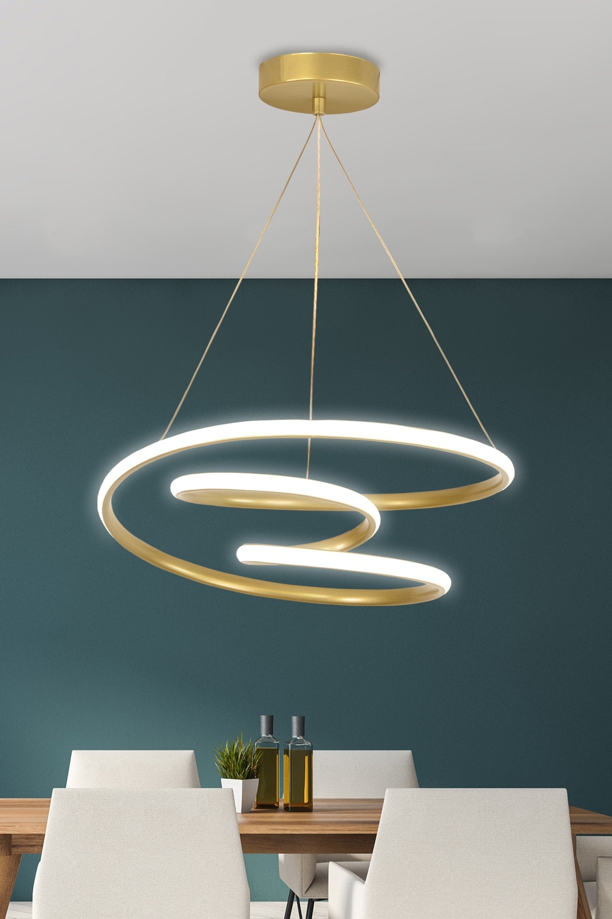 Modern Pendant Lamp Galaxy Gold Case White Light Led Chandelier