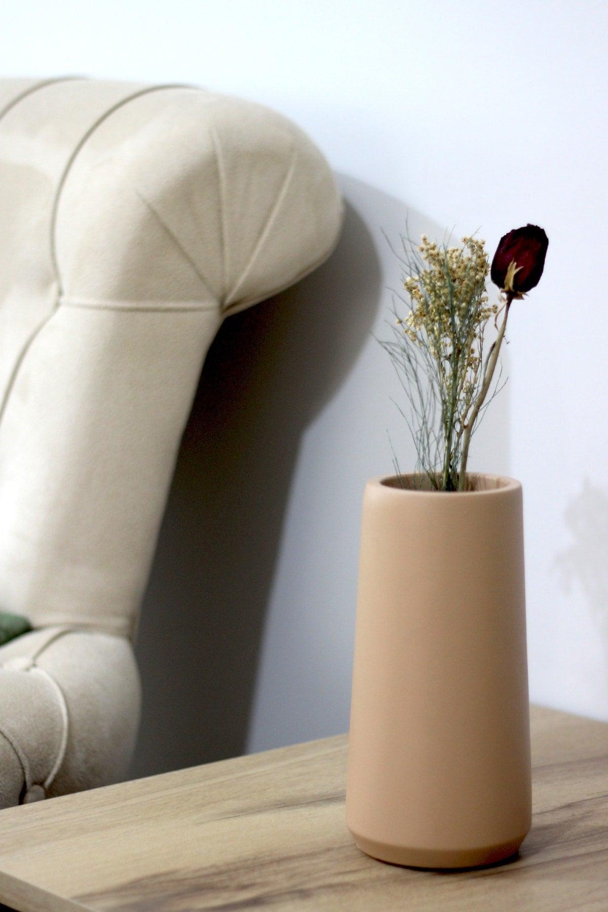 Decorative Cylinder Tall Concrete Vase | 20cm - Mocca - Swordslife