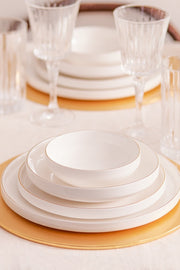 Streamline New Saturn Gold 59 Pieces New Bone Dinnerware Set For 12 Persons