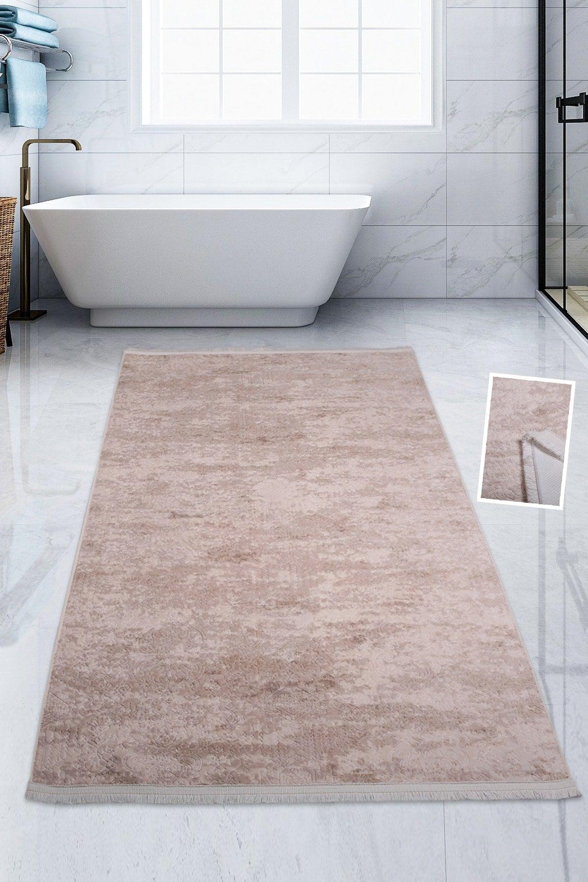 Nova Mink 80x150 Cm Cotton Non-Slip Base Plush Bath Mat Large Fringed Bathroom Rug - Swordslife