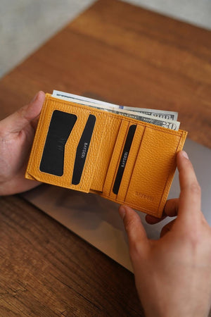 Lisande Genuine Leather Kibar Men'S Wallet Yellow