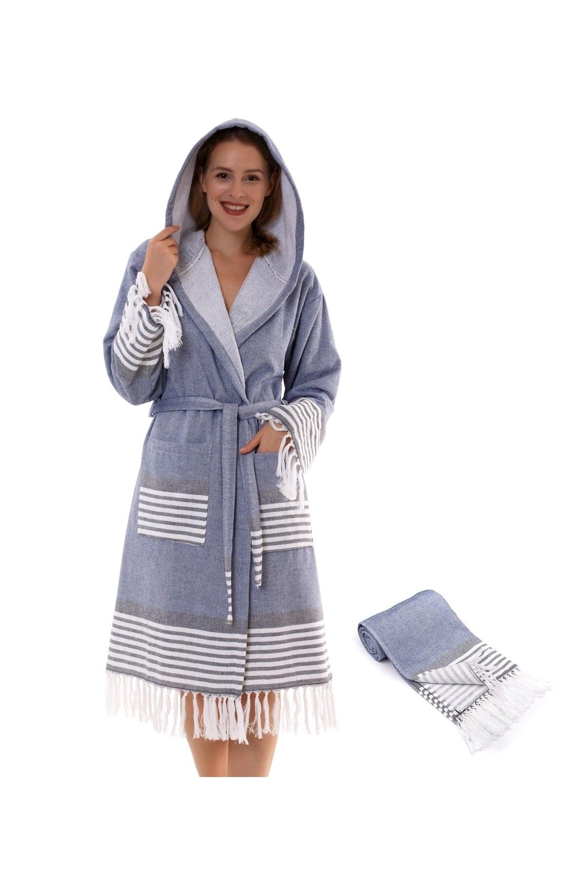 Set of 2 Large Size Bathrobes | Hooded Bathrobe &cotton Bath Towel Loincloth | Unisex (2xl-3xl-4xl) - Swordslife