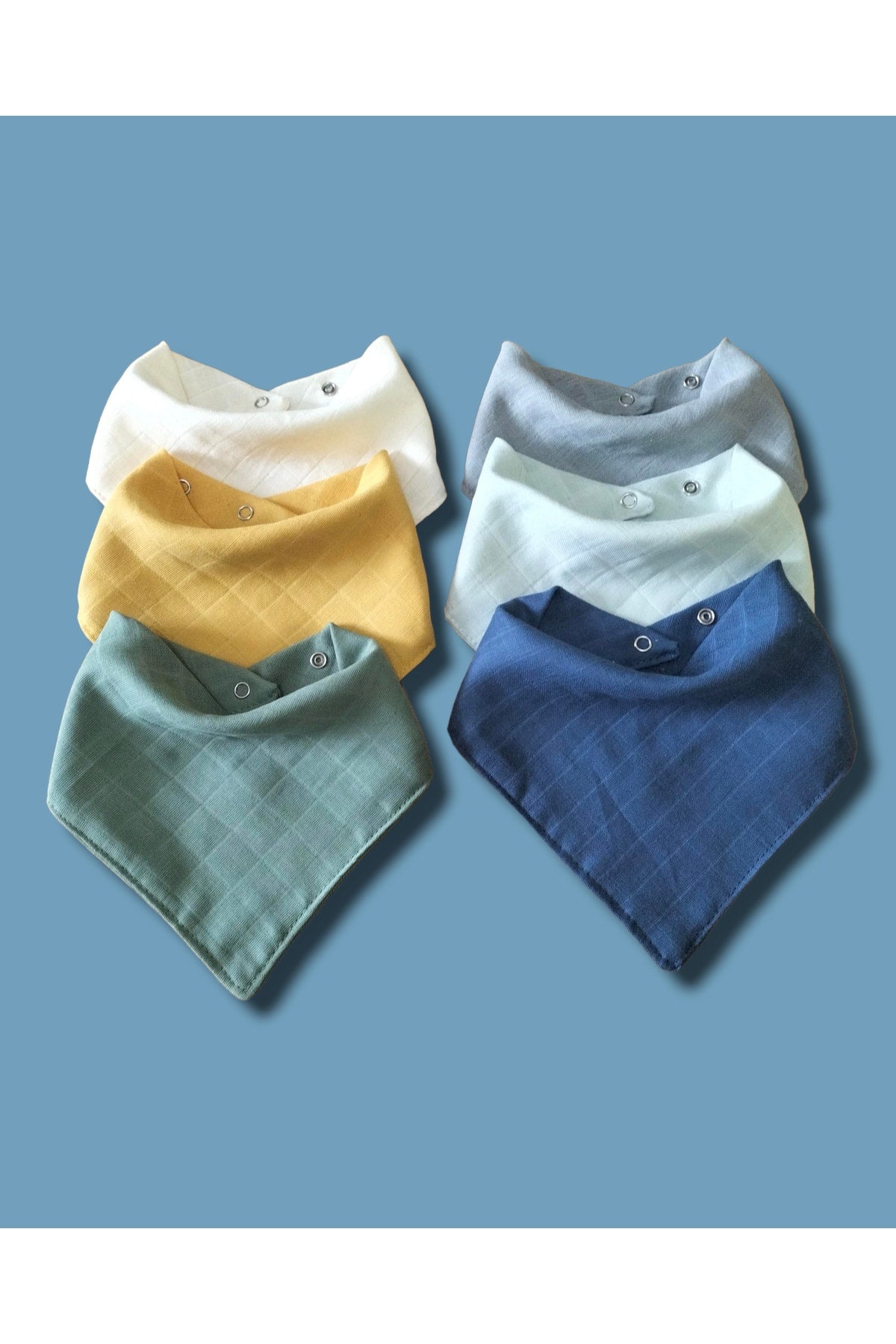 100%Cotton 6-Piece Muslin Collar Bib Double Layer With Two Snaps Flock (Foar, Salad Bib)
