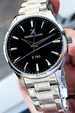 Men'S Wristwatch 3 Atm Waterproof Silver Color Steel Band + Wristband Dke2056C4