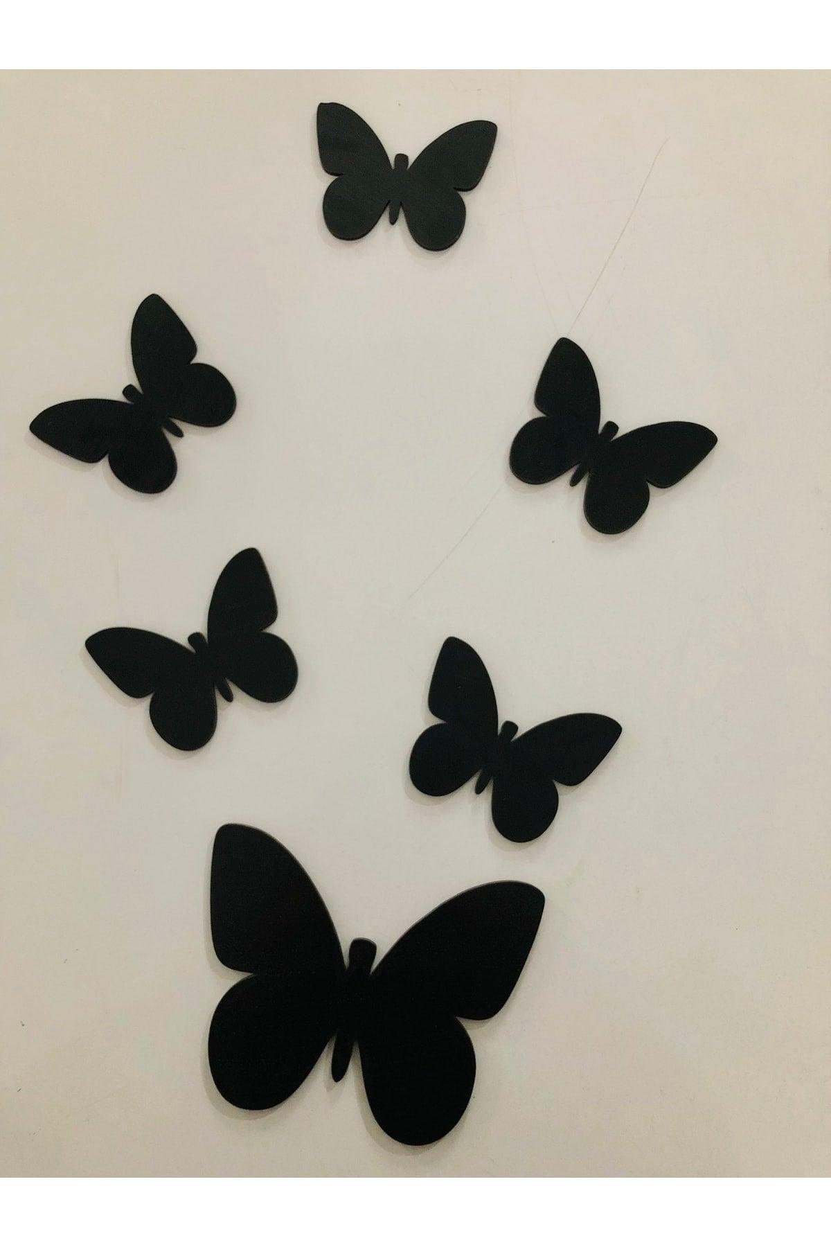 Decorative Wooden 6 Butterfly Wall Ornament Black 50x40 - Swordslife