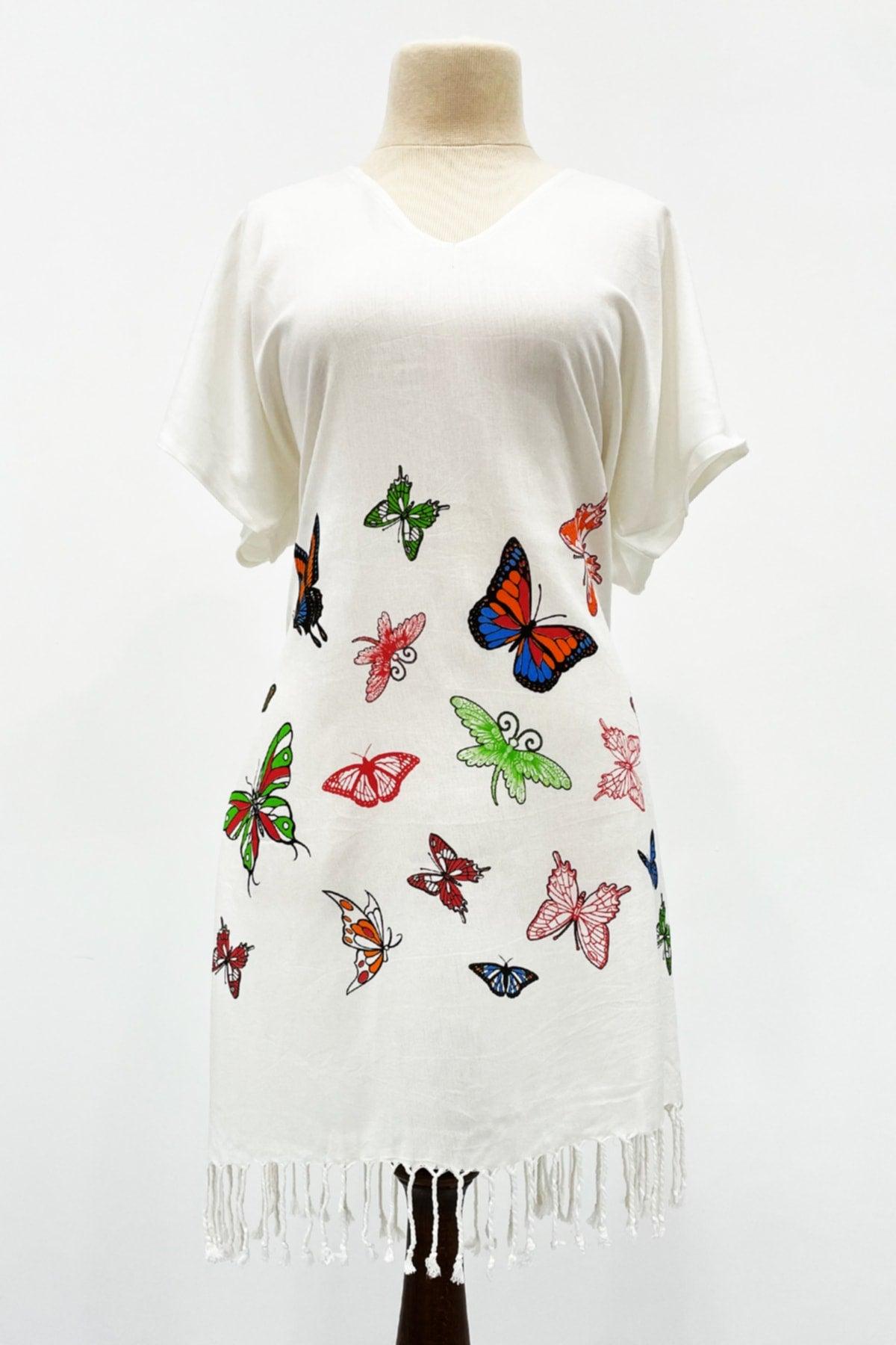 Peshtemal Dress Organic Cotton Butterfly Pattern - Swordslife