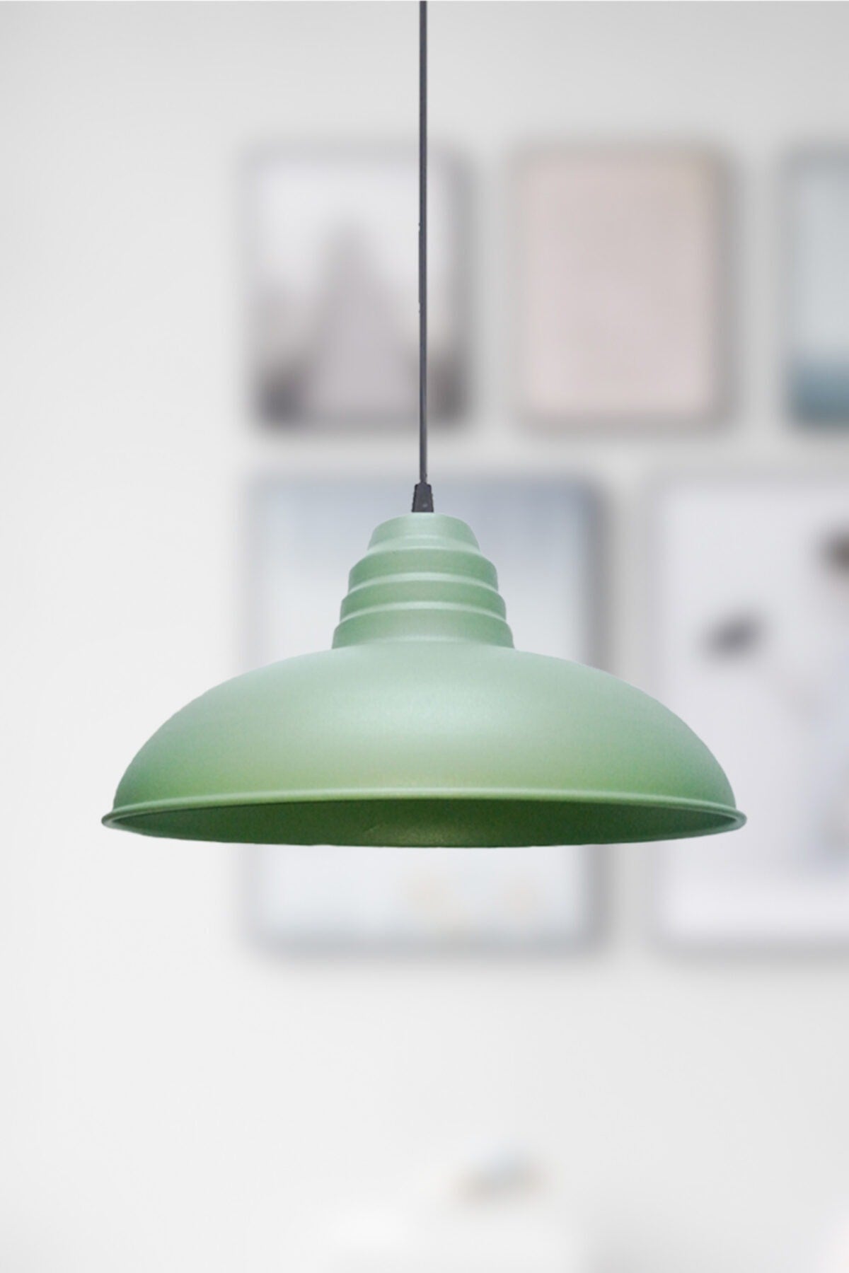 Sydney Green Large (32 Cm Diameter) Retro Rustic Model Modern Metal Single Pendant Lamp Cafe - Kitchen Chandelier Cafe