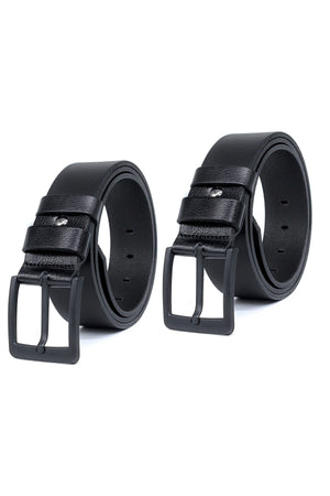 Pack Black - Black Buffalo Leather Men'S Denim Belt 4.5 Cm