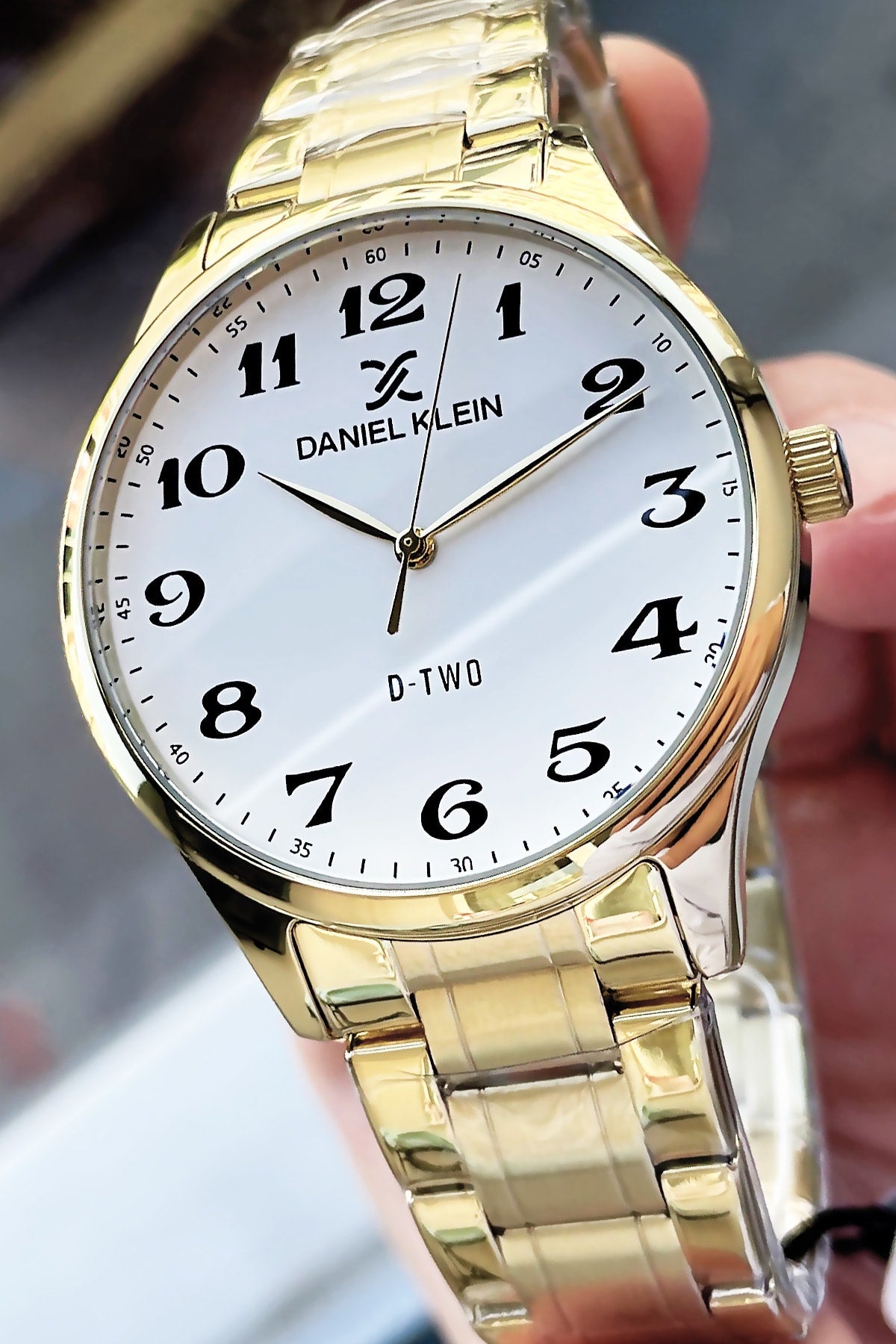Men'S Wristwatch 3 Atm Waterproof Gold Color Steel Band + Wristband Dke2056C1