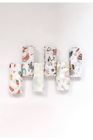 Digital Printed 6 Piece Multi-Purpose Muslin Cover Set - 75X75 Cm