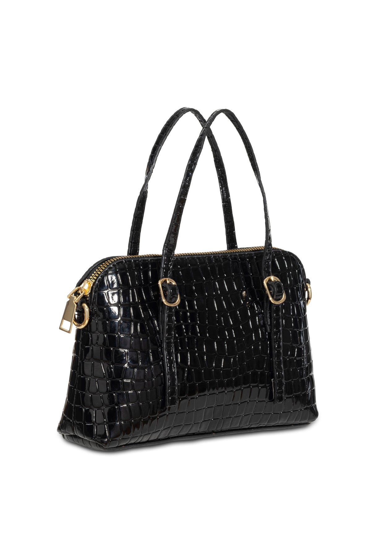 Women'S Leather Look Double Handle Bag