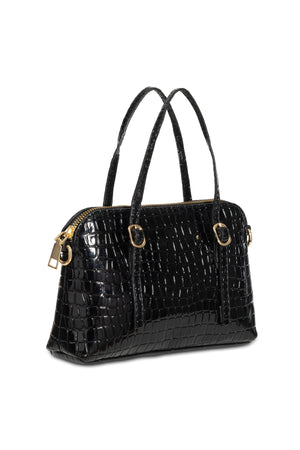 Women'S Leather Look Double Handle Bag