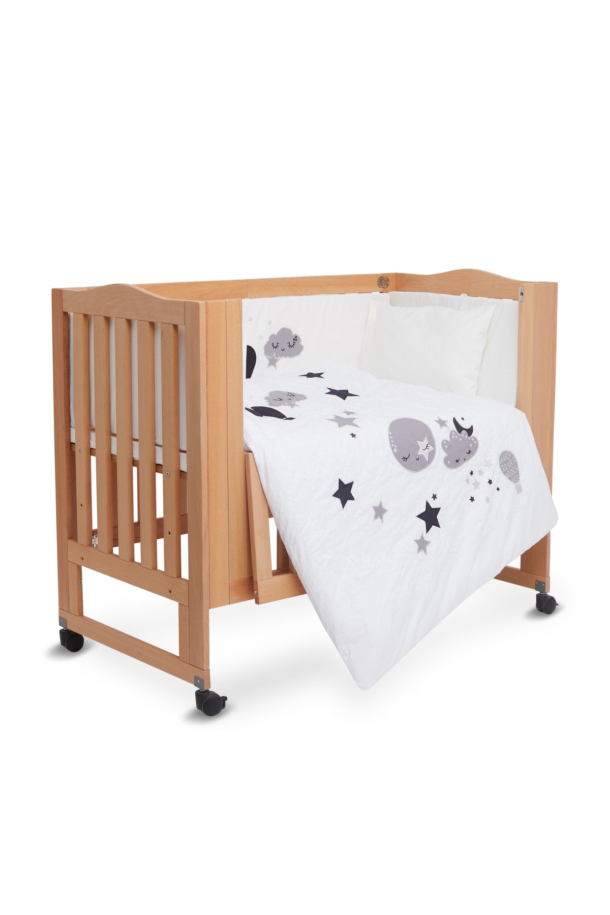Moon Embroidered 60*120 Baby Duvet Cover Set 7 Pieces Sleeping Set