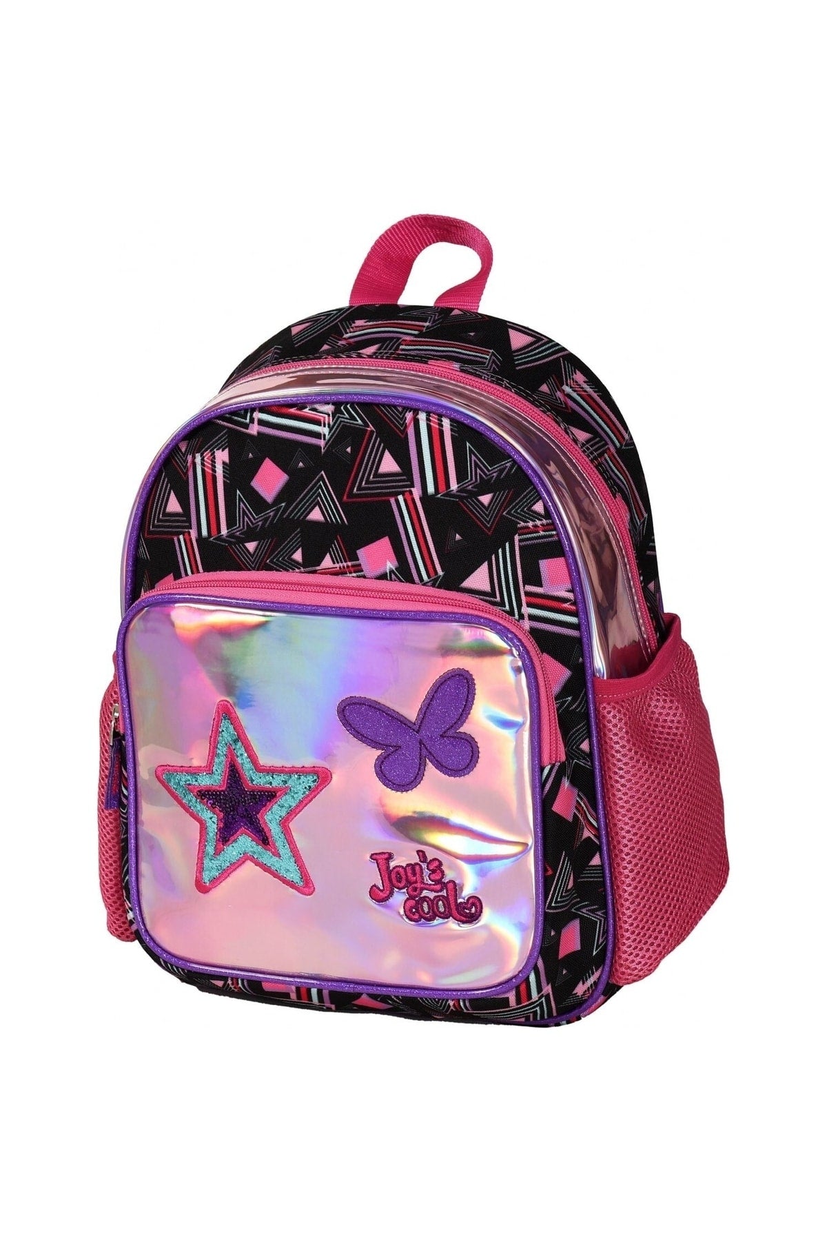Joy'S Cool Shiny Star Embroidered Pink Kindergarten Backpack