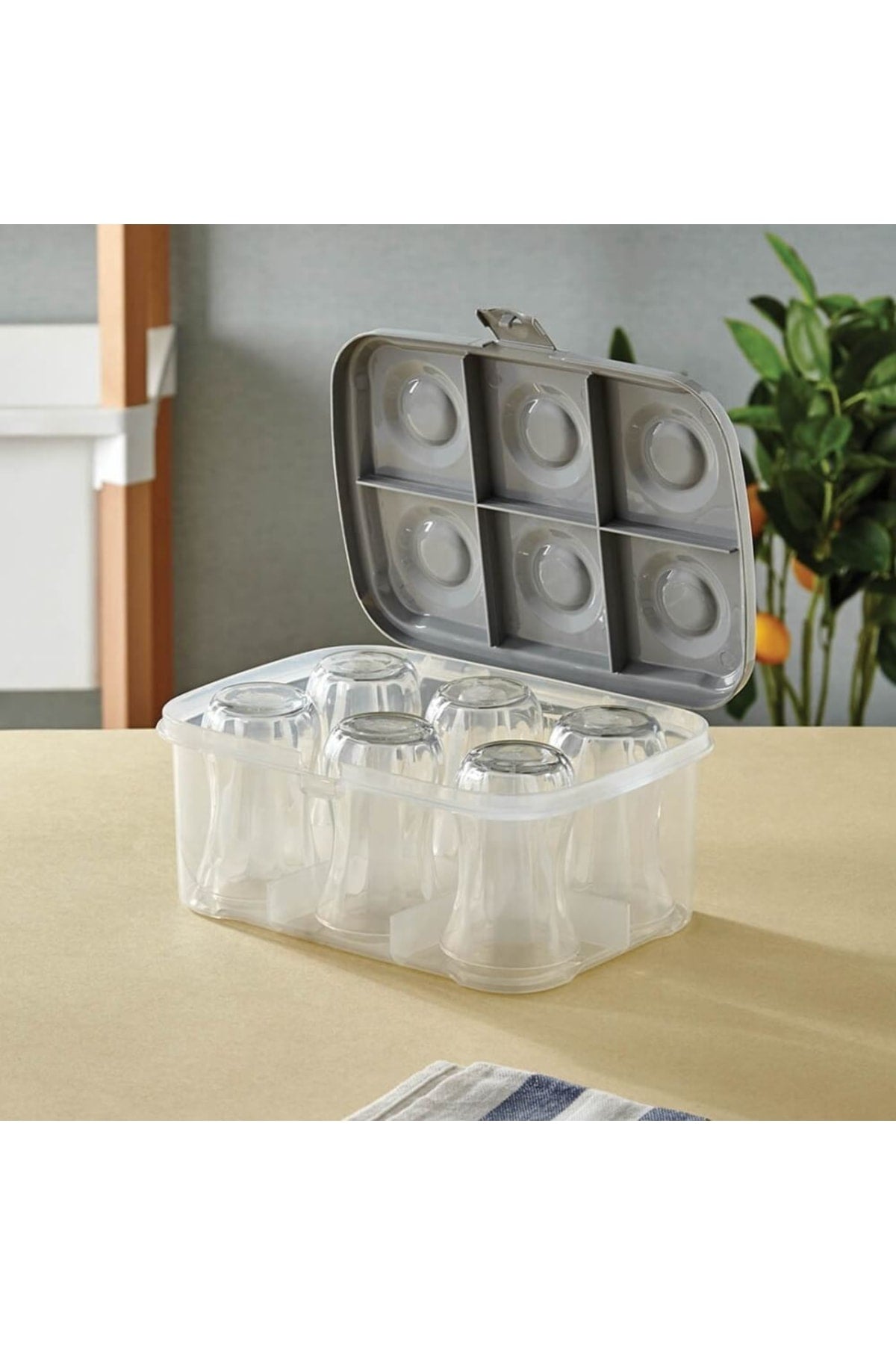 Practical 6 Section Tea Glass Carrying Apparatus Container