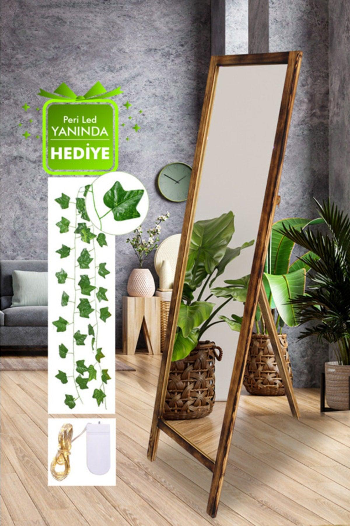 Footed Full Length Mirror Solid Natural Wood 145x40cm Leaf Fairy Led Gift - Swordslife