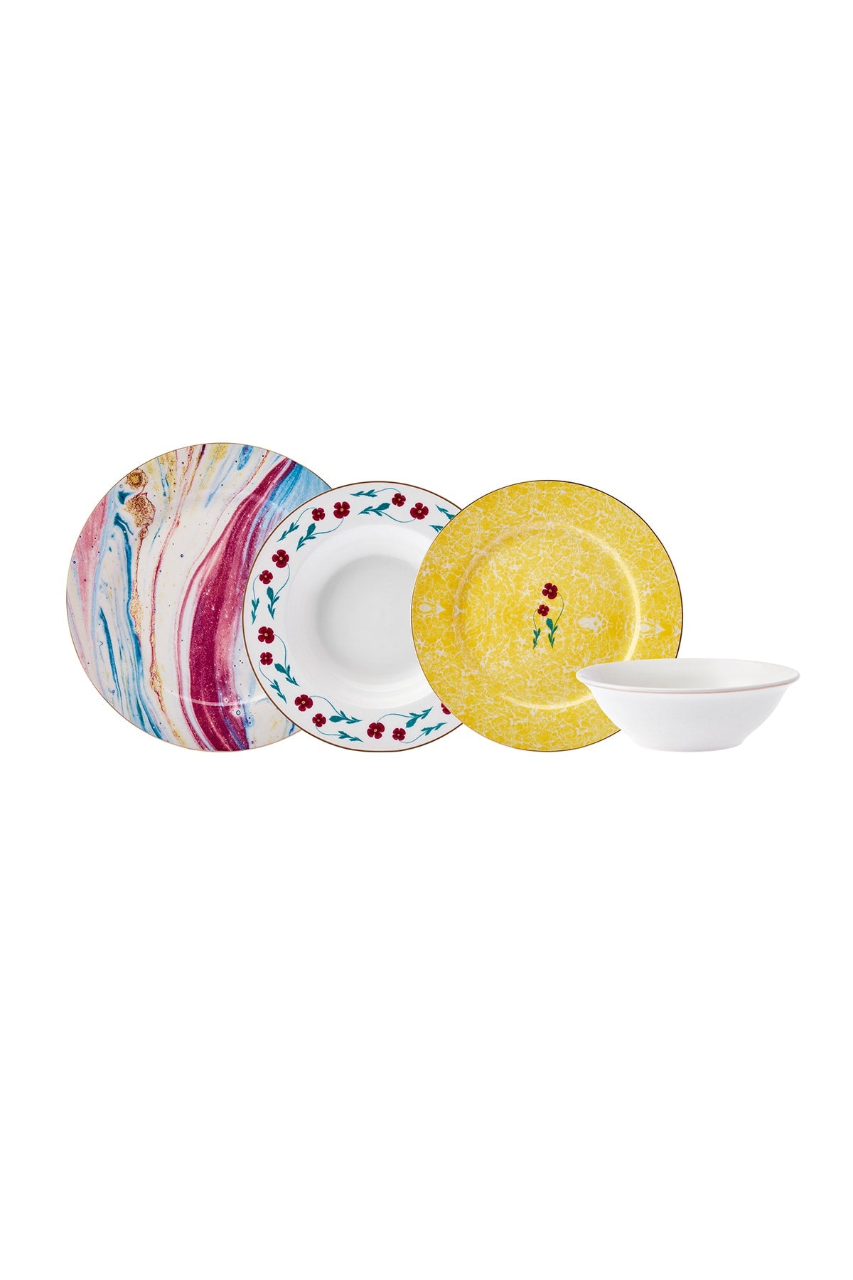 Ebru 24 Piece Porcelain Dinner Set For 6 People