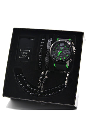 Waterproof Men'S Wristwatch Lighter Rosary And Bracelet Set