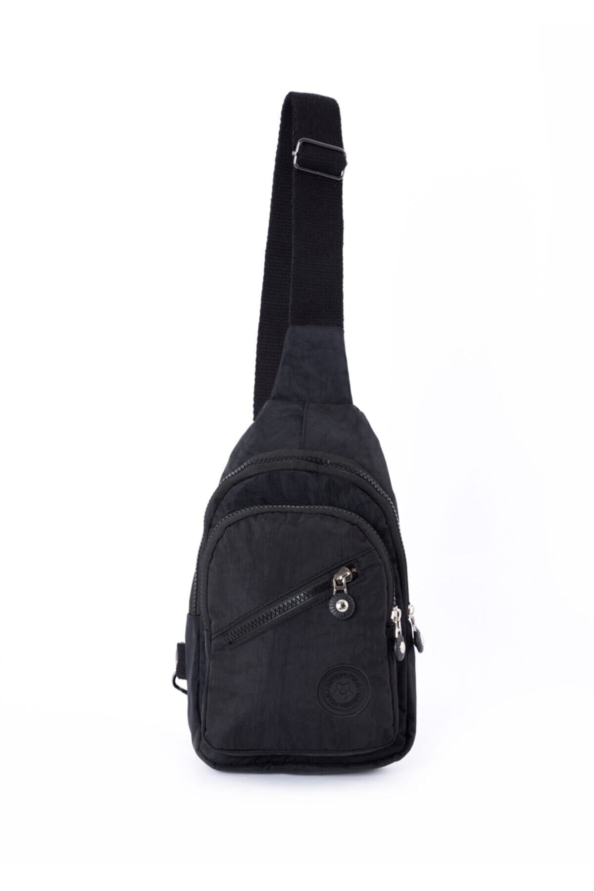Women'S Black Canvas Messenger Bag