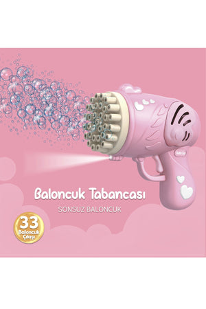33 Channels Illuminated Battery Powered Bubble Machine Foam Gun Bubble Gun Pink