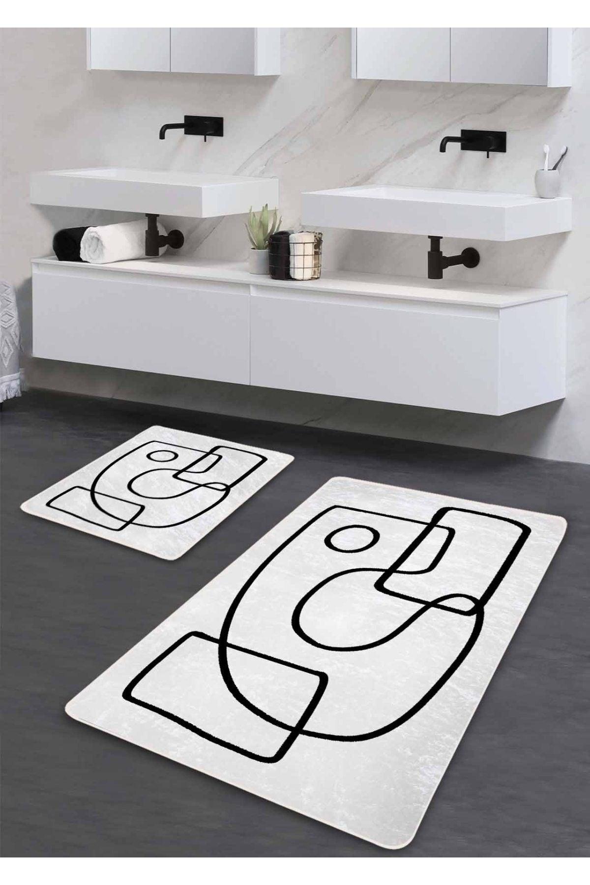 Non-Slip Base Washable Double Bath Mat - Scandi Patterned 60*100 Cm - 50*60 Cm - Swordslife