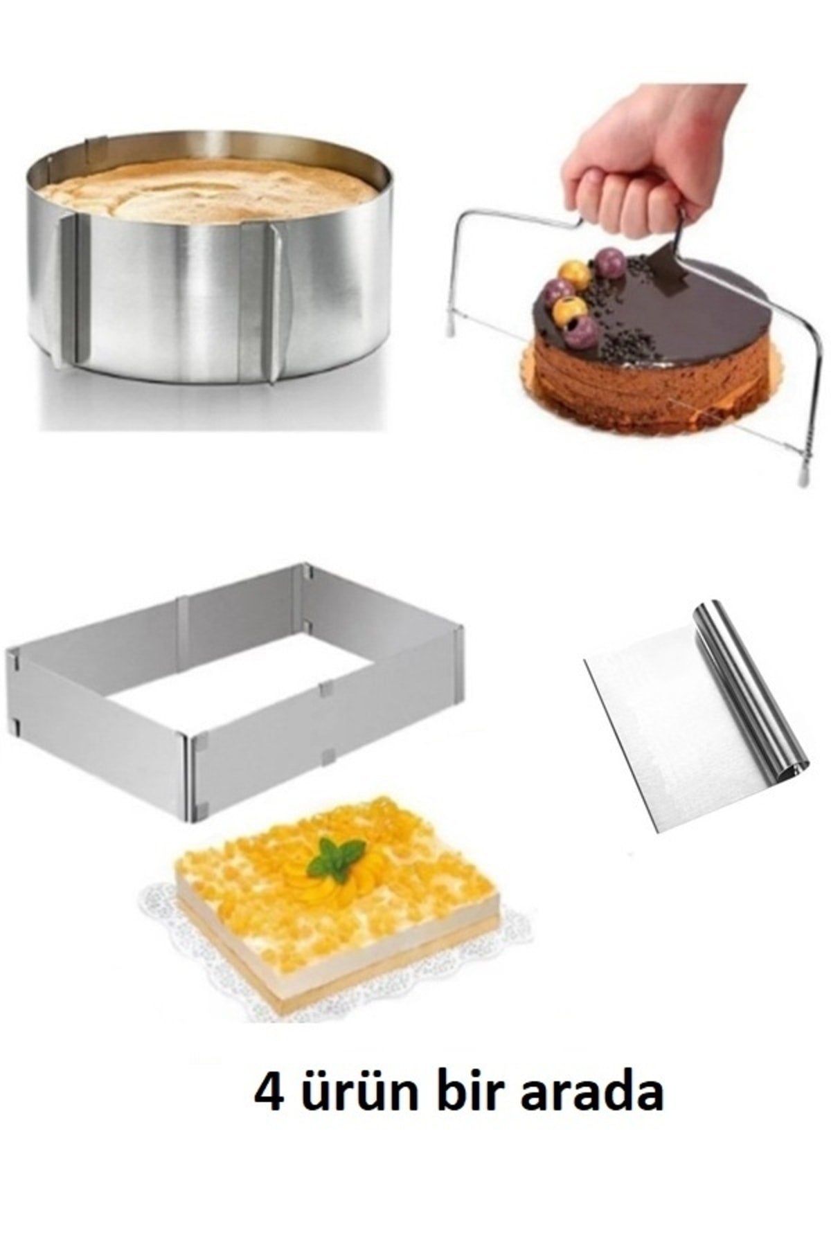 Square And Round Adjustable Adjustable Cake Pastry Mold Cutting Wire Spatula Set