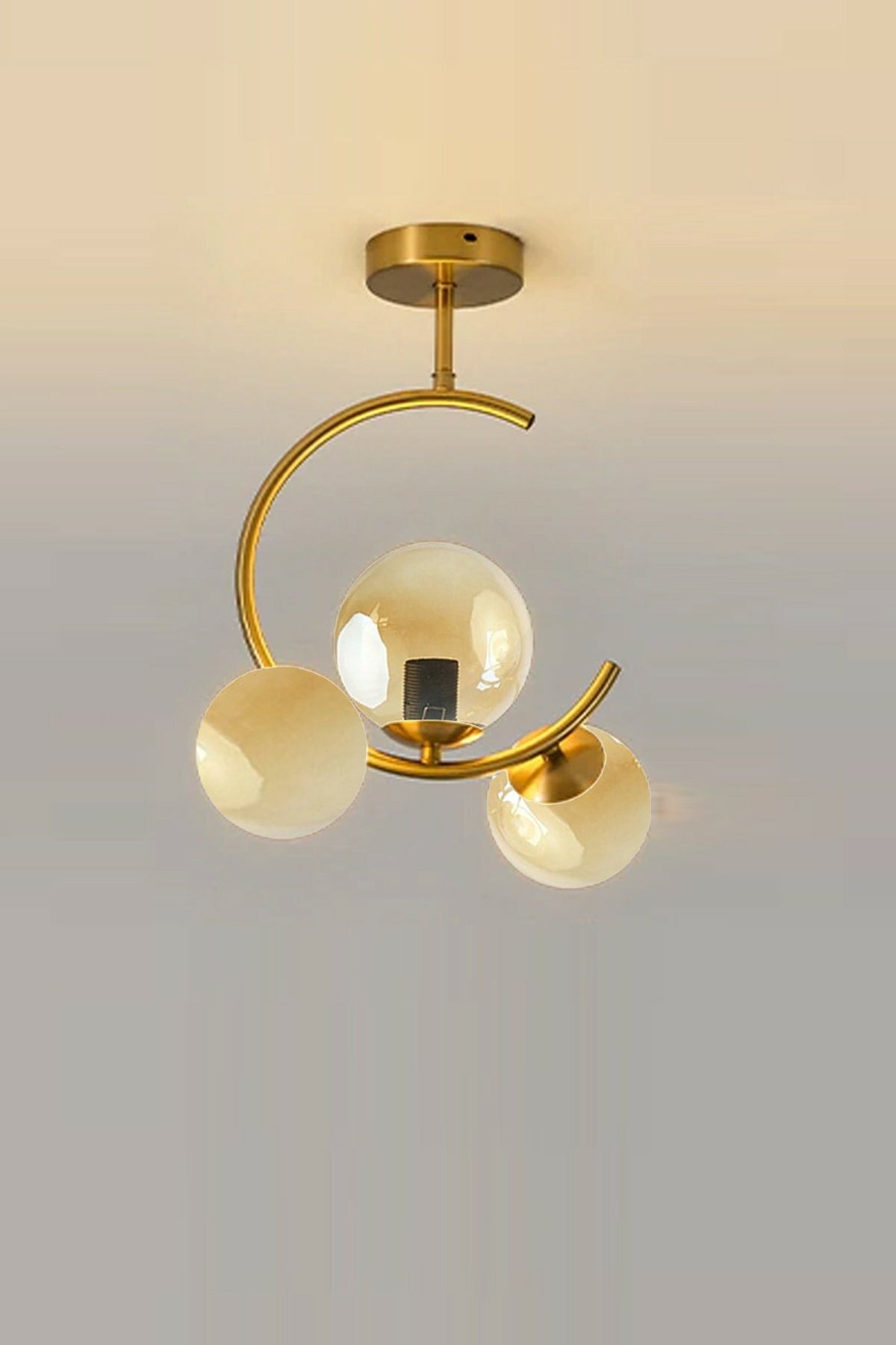 Athens Modern Antique Case Bal Closed Glass Triple Chandelier