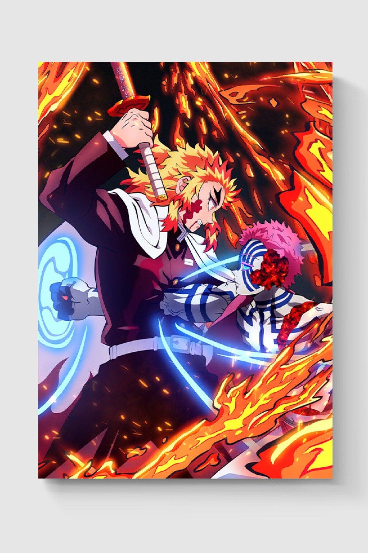 Demon Slayer Rengoku Akaza Anime Manga Poster - High Definition Hd Wall Poster - Swordslife