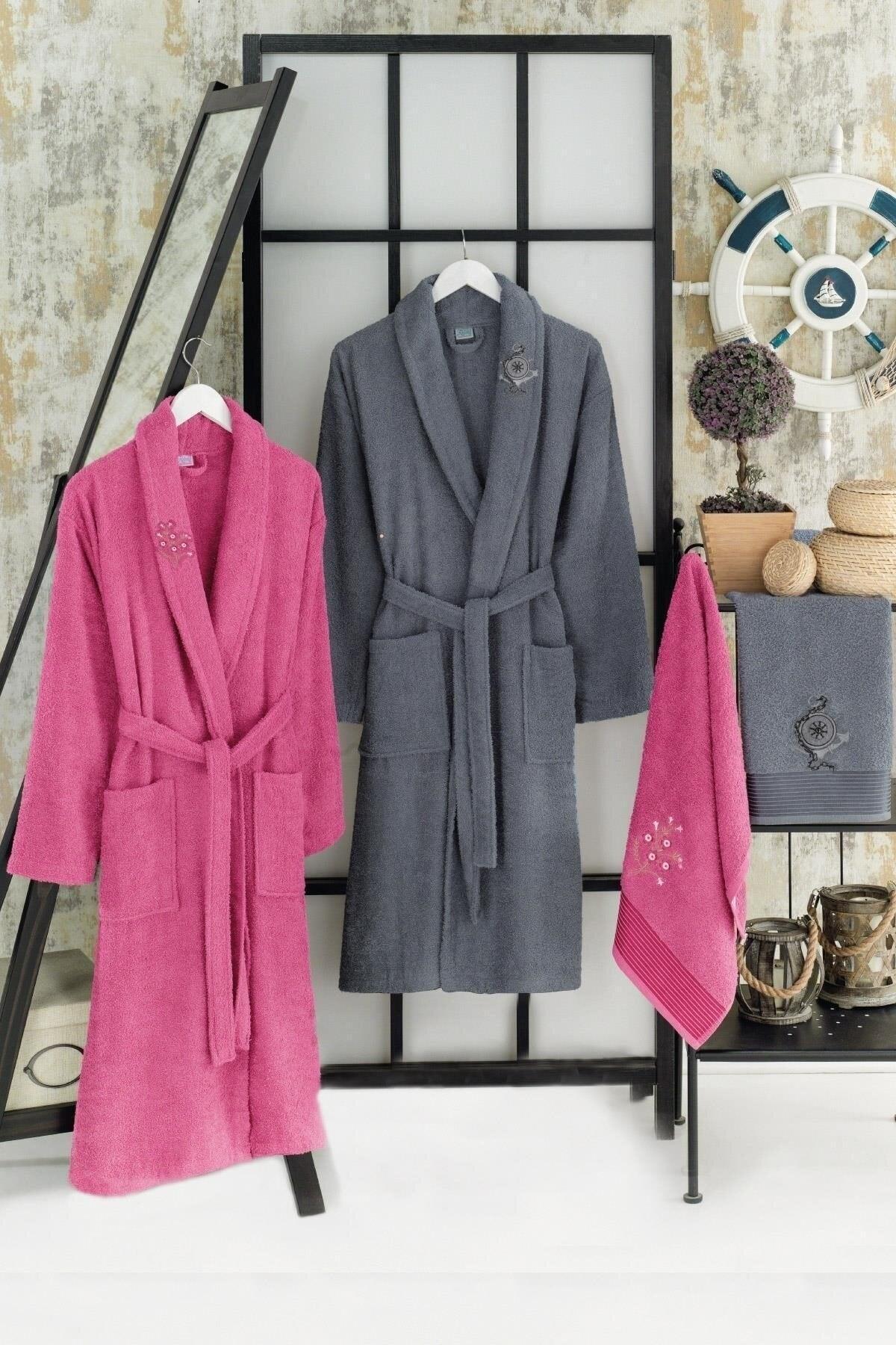 100% Cotton Embroidered 4-Piece Family Bathrobe Set | Bathrobe Set | Dowry Set | - Swordslife