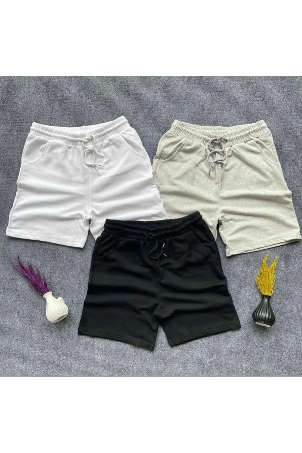 Black Gray White Unisex Men'S 3 Pcs Shorts