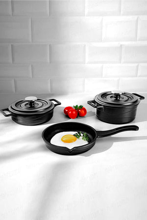 Aluminum Cast 5 Piece Baby Mini Cookware Set Black