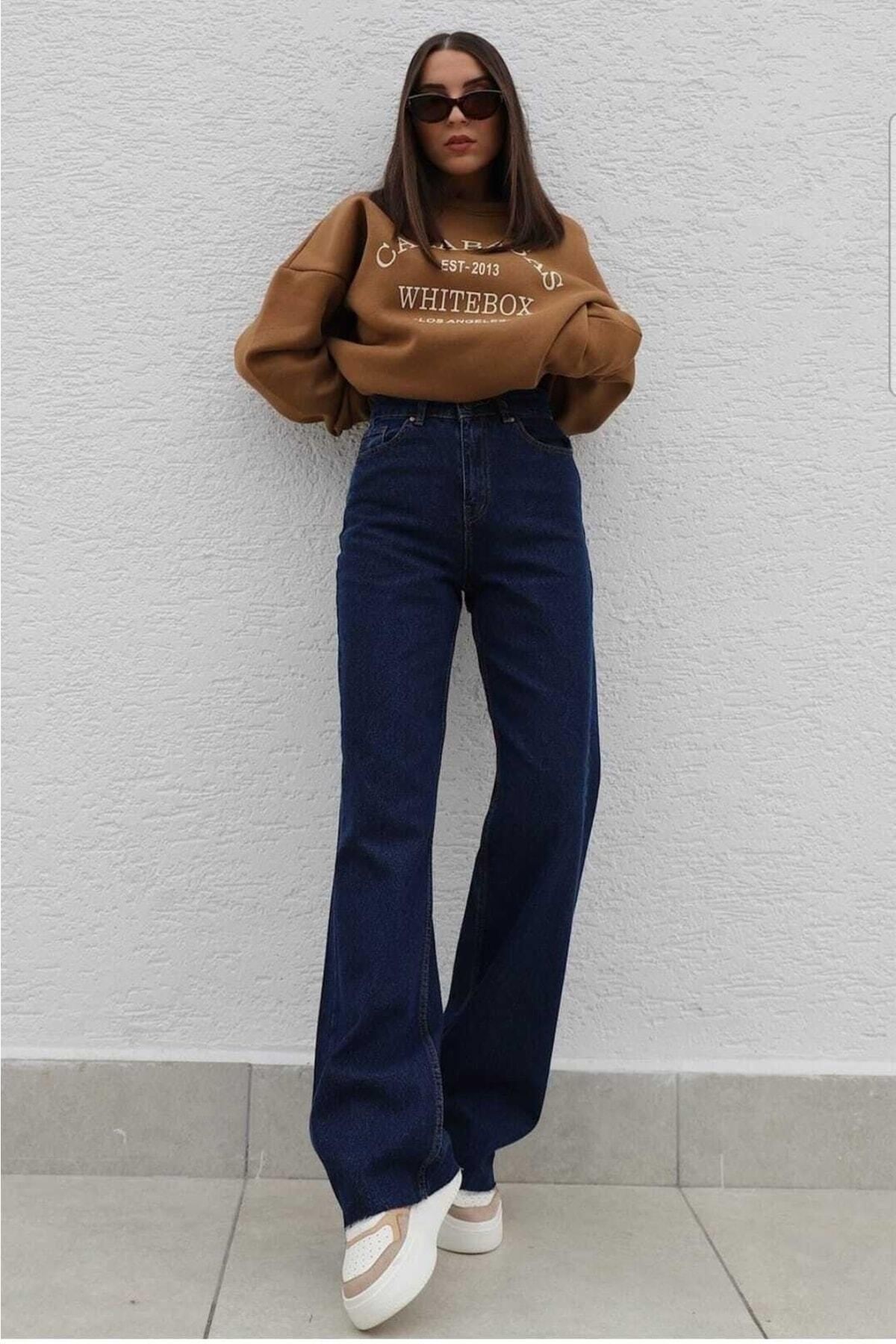 Mickeyy Dark Blue Super High Waist Wide Leg Denim Jeans- Wide Leg - Swordslife